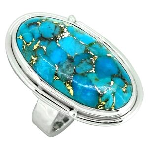 Blue Copper Turquoise Sterling Silver 925 Ring